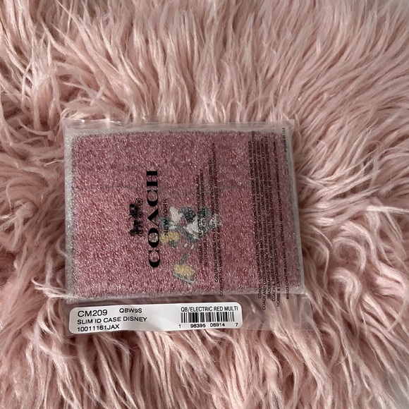 NEW Coach X Disney Electric Red Leather Slim ID Card Case Wallet - Picture 3 of 10